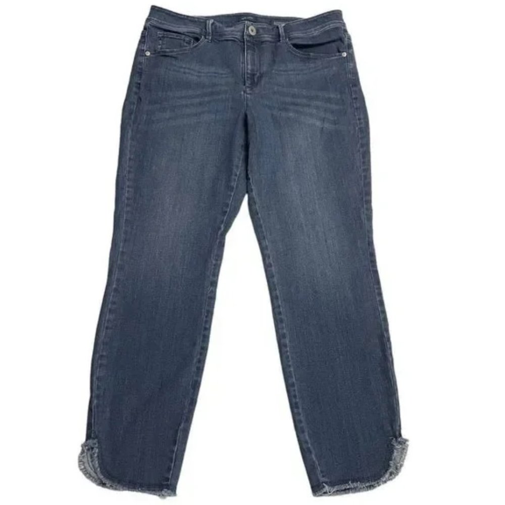 J. Jill Denim Authentic Fit Slim Ankle Crop Raw Frayed Hem, Medi